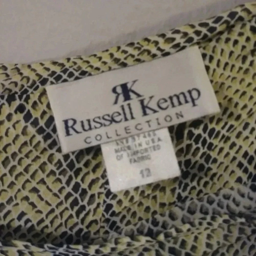 Russell Kemp Snakeskin Wrap Midi Skirt Yellow Green Black Size 12 Made in‎ USA